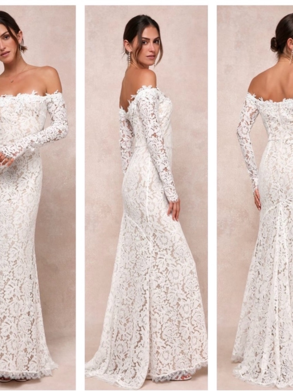 Lulu's Romance Dreamer White
Lace Off-the-Shoulder Maxi Dress